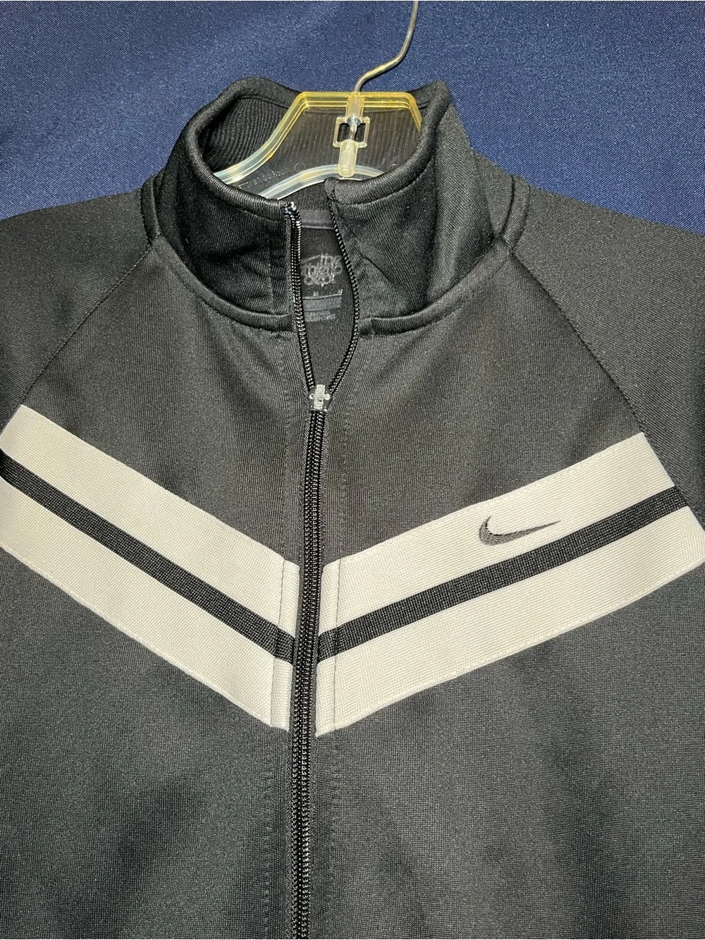 Vintage Nike Black Track Jacket with White Chevron Accents